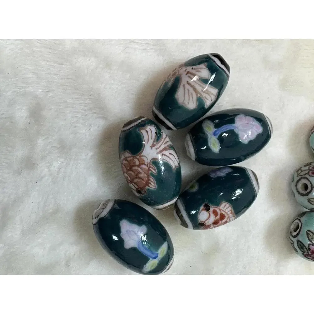 50 Ceramic Decorative Mix Beads Glossy Assorted Colors Sizes and Designs